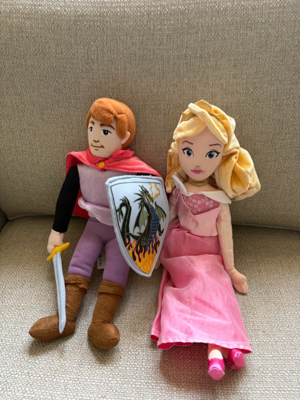 Disneys Sleeping Beauty Aurora & Prince Phillip w/ Shield Plush